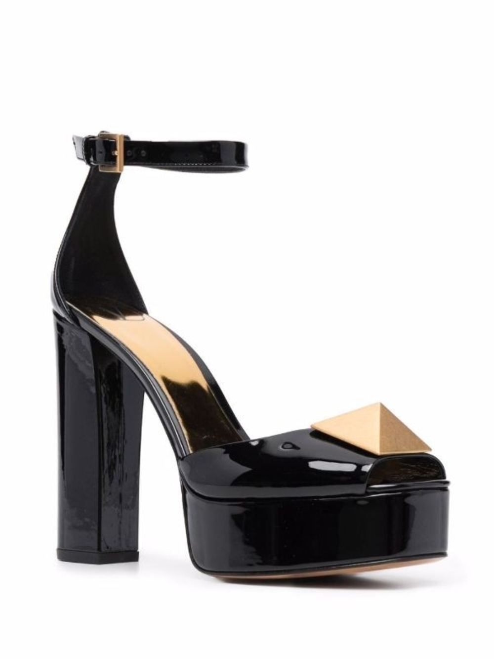 Valentino Garavani One Stud 120mm Platform Sandal with Gold Pyramid Size 38/8